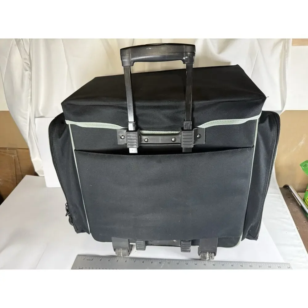 Rolling Tote Multiuse Wheeled Carrier Storage Bag Case Rubbermaid With Pockets